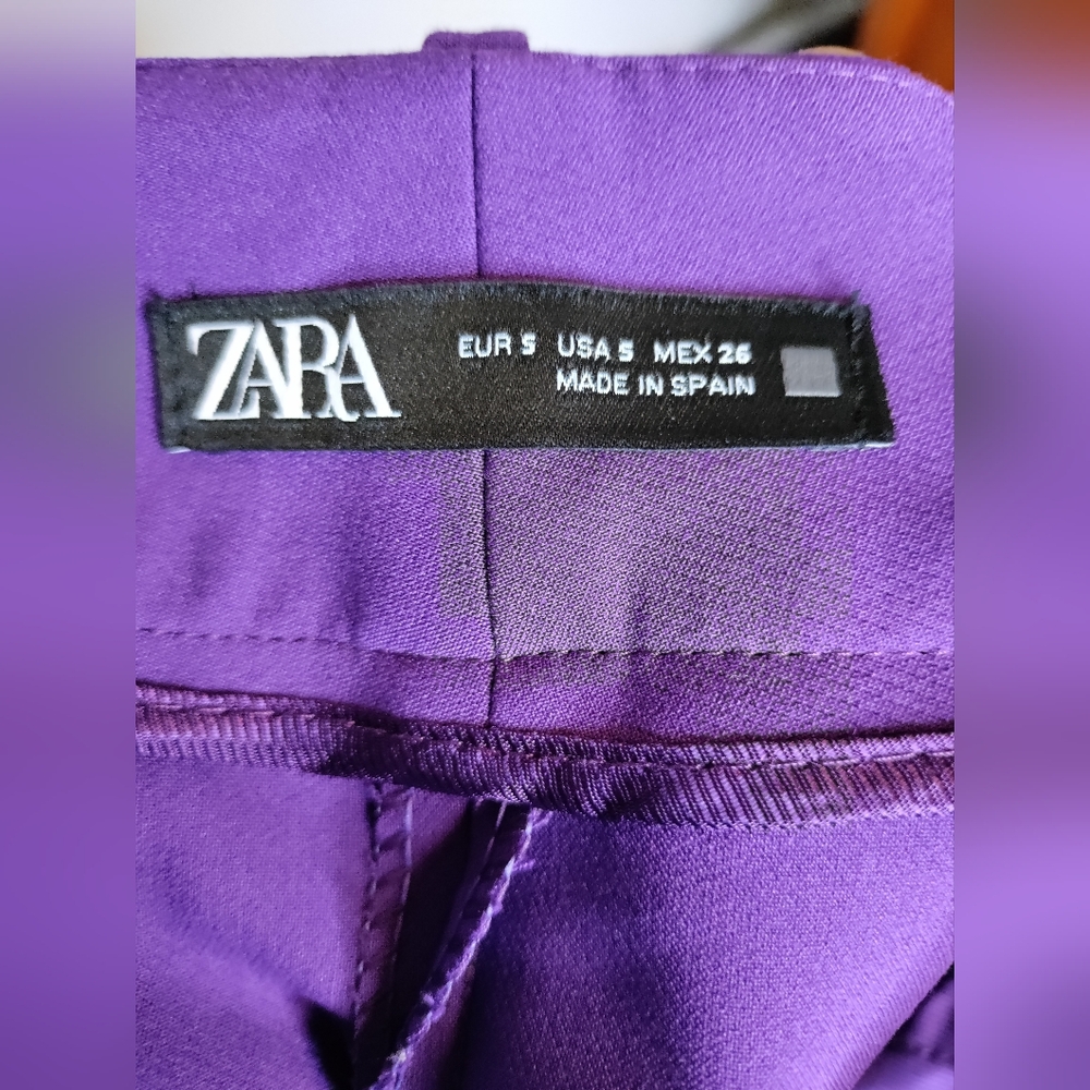Zara Women's Vibrant Purple Straight Leg Pants - Picture 10 of 10